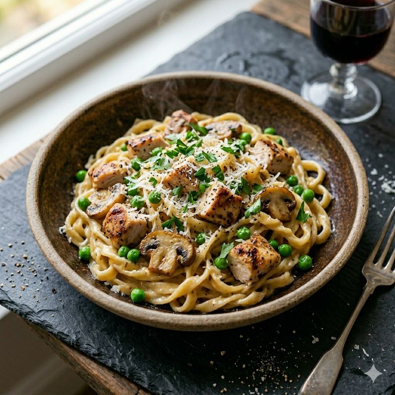 Smoked Chicken and Mushroom Carbonara