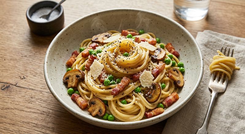 Chicken & Pancetta Alfredo with Mushrooms