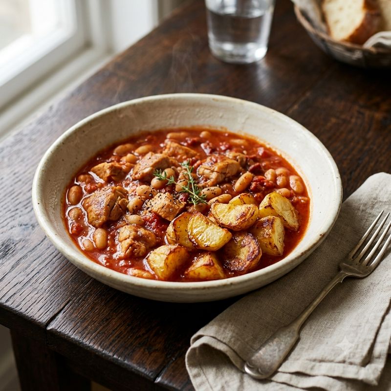 Chicken Cassoulet with Roasted Potatoes