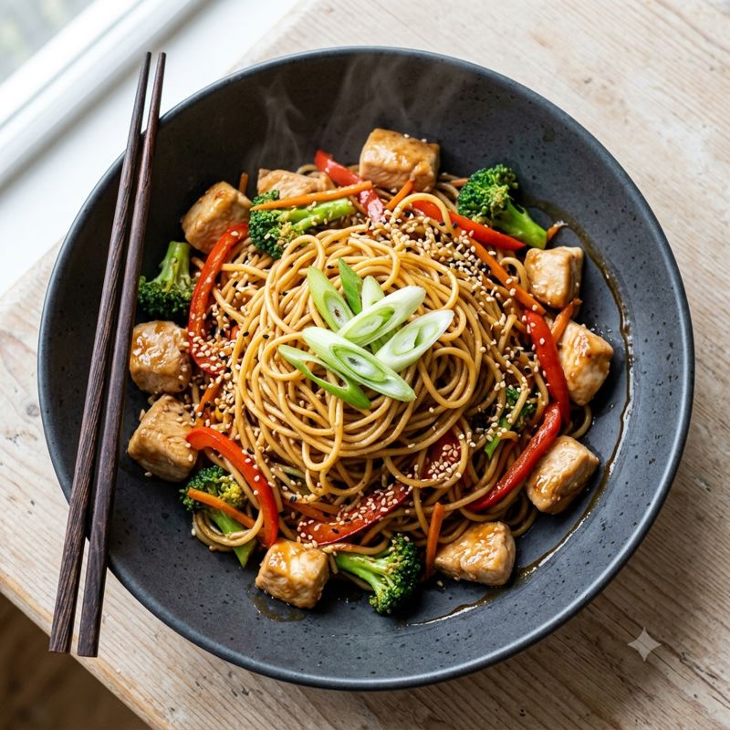 Honey Soy Ginger Chicken Noodle Stir Fry
