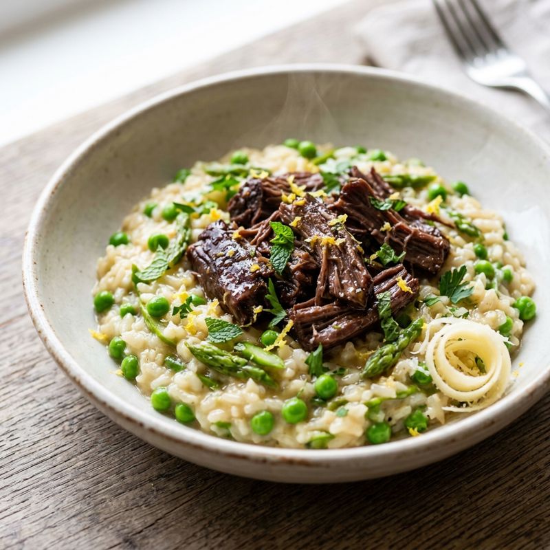 Lemon Pea Risotto with Osso Bucco Beef