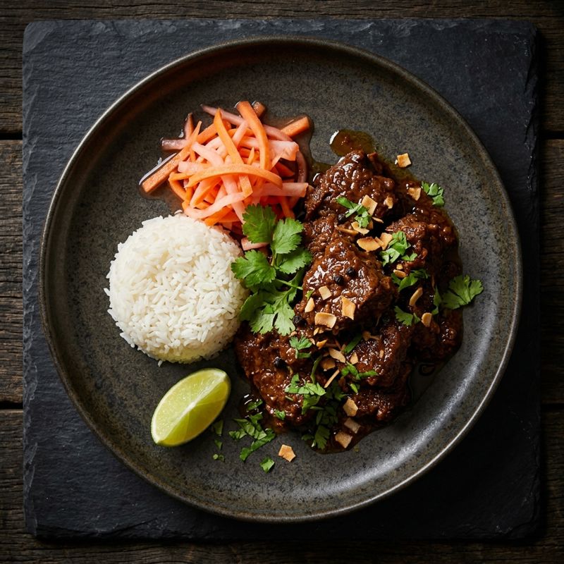 Beef Rendang with Pickled Carrot & Radish