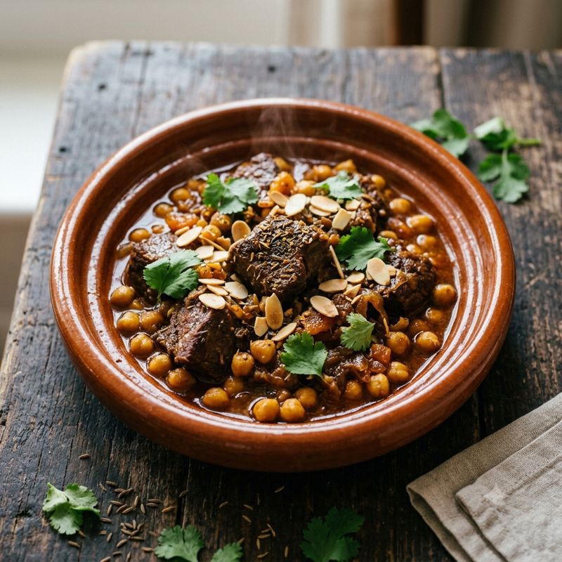 Beef Tagine with Kumara, Chickpeas & Toasted Almonds
